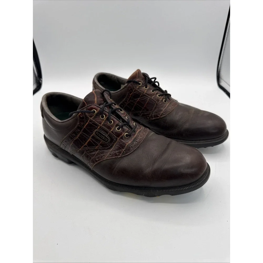 FootJoy DryJoy Contour Casual Brown Golf Shoes Men's Sz 10 Leather Lace Up